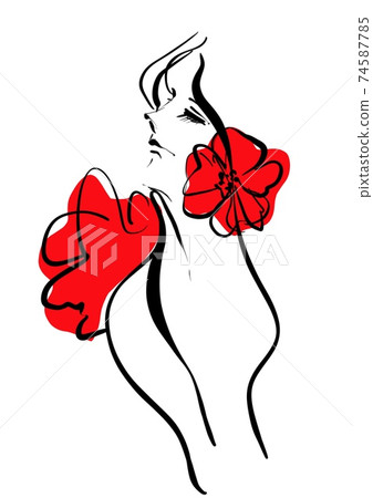 婦女和鮮花 74587785