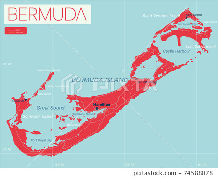 Bermuda detailed editable map 74588078