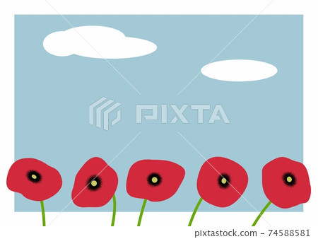 Poppy red and blue sky Poppy red and blue sky 74588581