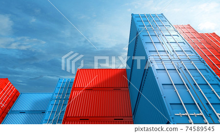 Stack of containers box background, Cargo freight ship for import export business, 3d rendering 74589545