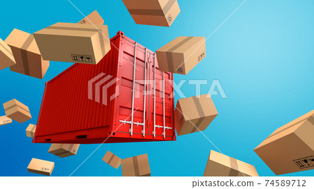Container and box packaging background, Cargo freight ship for import export business, 3d rendering Container and box packaging background, Cargo freight ship for import export business, 3d rendering 74589712