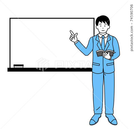 Business person standing in front of the whiteboard 74590706