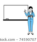 A woman standing in front of a white board 74590707