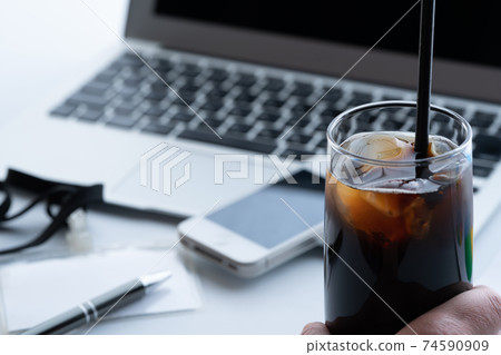 Ice coffee and office 74590909
