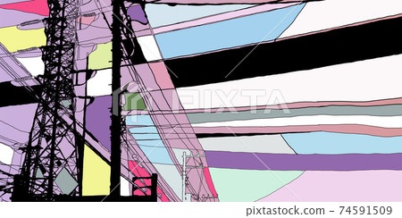 Electric wire purple background 74591509