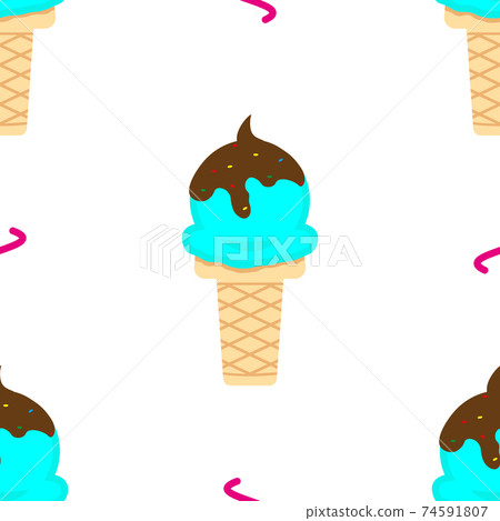 Seamless pattern of sweet ice cream. Vector illustration for print 74591807