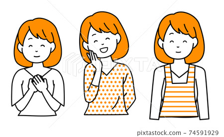 一個微笑的女人的插圖 一個微笑的女人的插圖 74591929