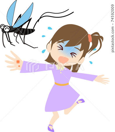 一個被蚊子叮咬和癢的孩子 一個被蚊子叮咬和癢的孩子 74592009