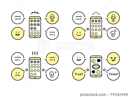 Voice SNS illustration set Icon Next-generation SNS Voice Speaking Conversation Community Talk 74592409