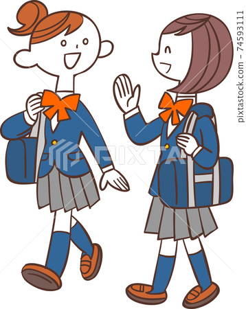 女學生步行上學 74593111