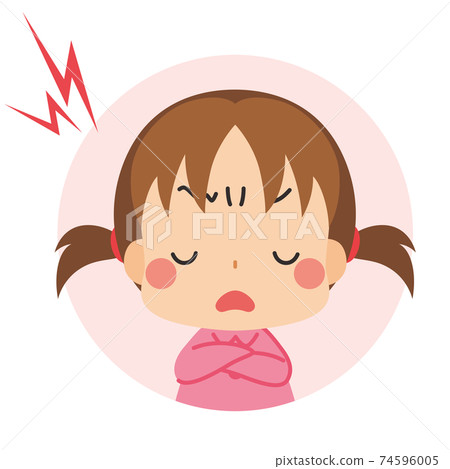 Frustrated cute little girl icon illustration arm folded cute white background 74596005