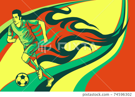 soccer player kicking vector