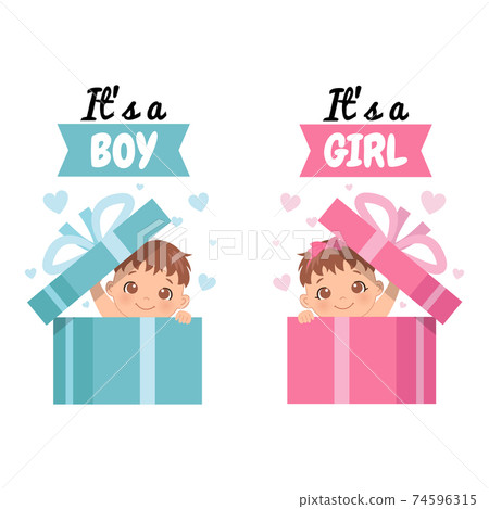 Cute infant in surprise gift box with a phrase - Stock Illustration  [74596315] - PIXTA