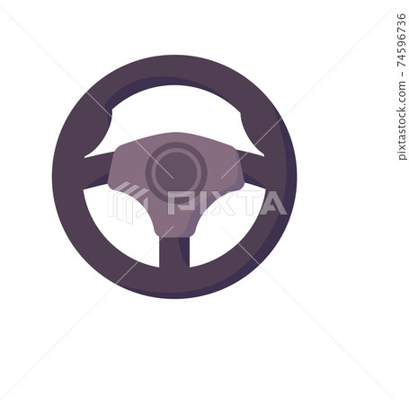 Steering wheel driving school symbol isolated on white 74596736