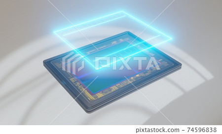 Concept of digital photography: full-frame sensor for digital camera with neon film contours, 3D rendering Concept of digital photography: full-frame sensor for digital camera with neon film contours, 3D rendering 74596838