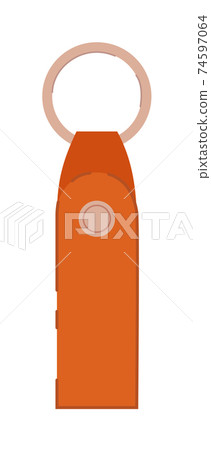 Leather keychain with metal ring isolated on white 74597064