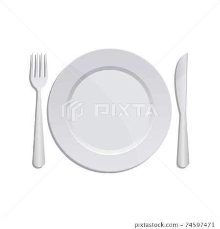 Plate with utensils vector design illustration isolated on white background 74597471