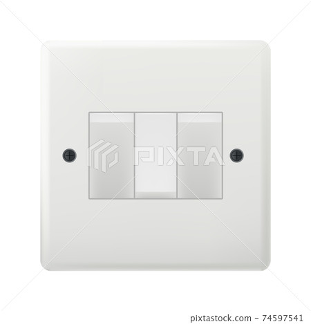 Realistic triple light switch isolated on white 74597541