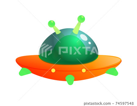 Cartoon UFO alien ship isolated on white background 74597548