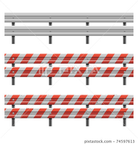 Metallic road barrier fence vector design illustration isolated on white background Metallic road barrier fence vector design illustration isolated on white background 74597613