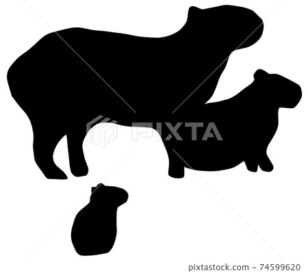 可愛的水豚剪影 可愛的水豚剪影 74599620