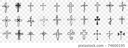 Crosses of various shapes doodle set 74600195