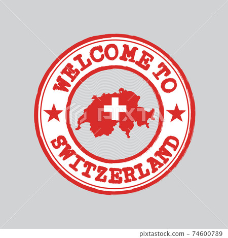 Vector stamp of welcome to Switzerland with map outline of the nation in center. Vector stamp of welcome to Switzerland with map outline of the nation in center. 74600789