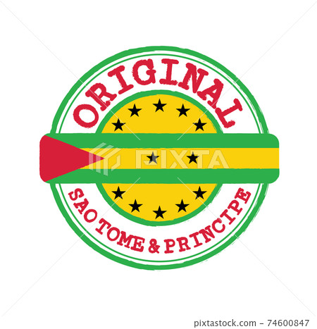 Vector Stamp of Original logo with text Sao Tome and Principe and Tying in the middle 74600847