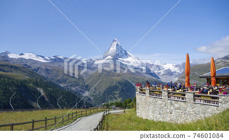 Zermatt, Switzerland Restaurant with beautiful Matterhorn view 74601084