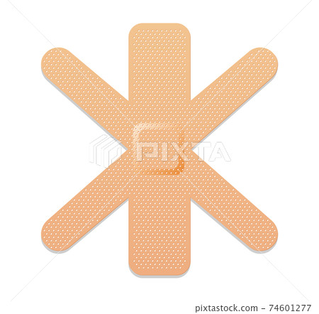 Medical plaster. Adhesive bandage or sticking plaster. Medical band aids protection patch for first aid. Protection and care. Vector cartoon plaster on white background Medical plaster. Adhesive bandage or sticking plaster. Medical band aids protection patch for first aid. Protection and care. Vector cartoon plaster on white background 74601277