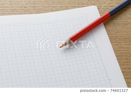 Red-blue pencil and grid notebook Red-blue pencil and grid notebook 74601327