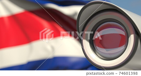 Surveillance camera and flag of Costa rica. National security system concept. 3D rendering Surveillance camera and flag of Costa rica. National security system concept. 3D rendering 74601398