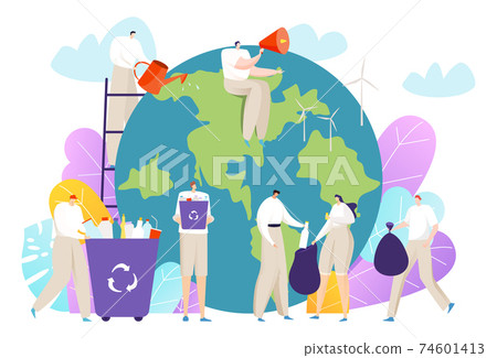 Eco volunteers concept, cleanse and save,... - Stock Illustration  [74601413] - PIXTA