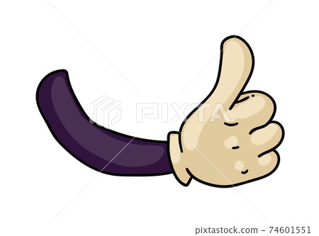 Comic cartoon hand with thumb up gesture on white Comic cartoon hand with thumb up gesture on white 74601551