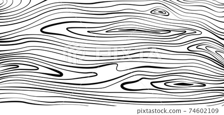 Wood texture. Clack wooden plank, cutting board, floor or table surface. Striped fiber textured background. Retro tree surface pattern in coloring style 74602109