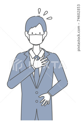 A man in a suit wearing an impatient mask A man in a suit wearing an impatient mask 74602853