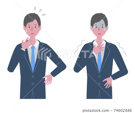 A man in a suit who is impatient and scared 74602886