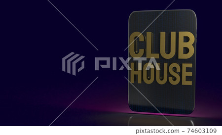 The tablet and gold word club house for background 3d rendering. 74603109