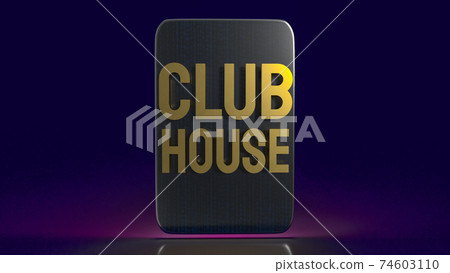 The tablet and gold word club house for background 3d rendering. 74603110