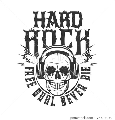 Tshirt print skull in headset listen music mascot 74604050