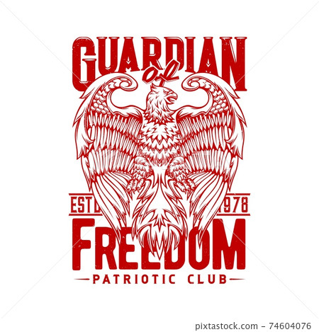 Tshirt print with eagle, mascot for patriotic club 74604076