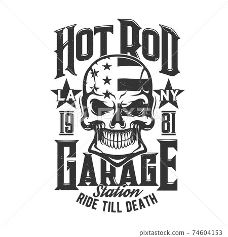 Skull with flag of USA t-shirt print mockup Skull with flag of USA t-shirt print mockup 74604153