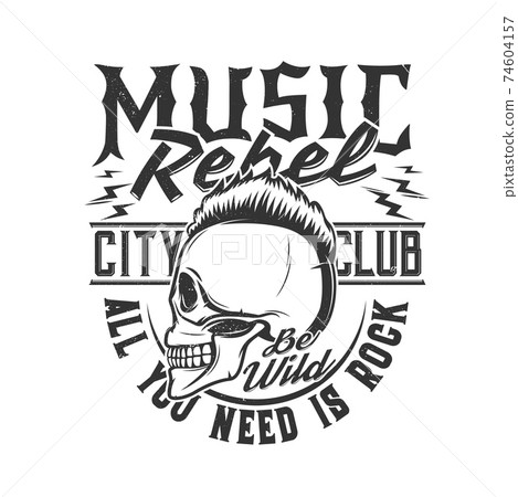 Tshirt print skull punk hairstyle vector mascot Tshirt print skull punk hairstyle vector mascot 74604157