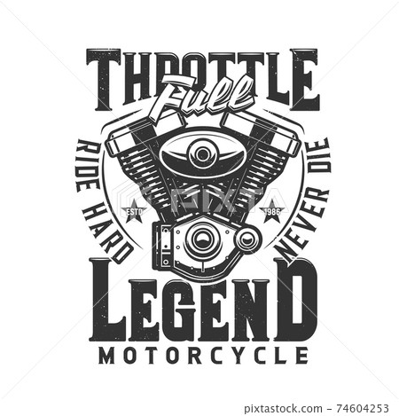 Motorcycle engine vector t-shirt print mockup Motorcycle engine vector t-shirt print mockup 74604253