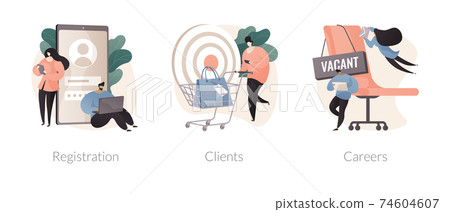 Company website navigation abstract concept vector illustrations. Company website navigation abstract concept vector illustrations. 74604607