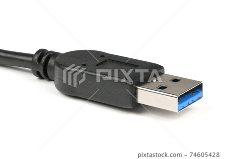 Closeup USB cable isolated on white. Closeup USB cable isolated on white. 74605428