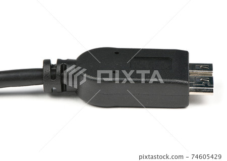 Closeup USB cable isolated on white. Closeup USB cable isolated on white. 74605429