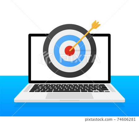 Online media, target audience, digital marketing, flat design vector concept with marketing icons on blue background. Online media, target audience, digital marketing, flat design vector concept with marketing icons on blue background. 74606281