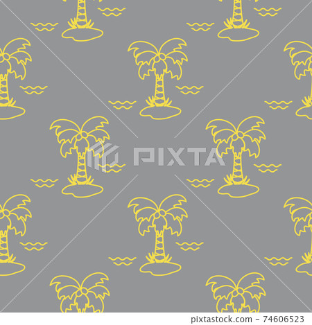Seamless pattern with palm trees and waves. - Stock Illustration ...