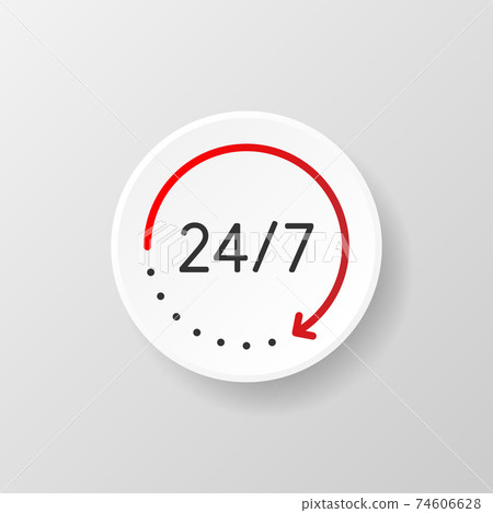 24/7 support in abstract style on white background. Customer service. Online support call center. Flat vector. Logo vector. 24/7 support in abstract style on white background. Customer service. Online support call center. Flat vector. Logo vector. 74606628
